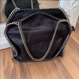 Cute black silver chain clutch